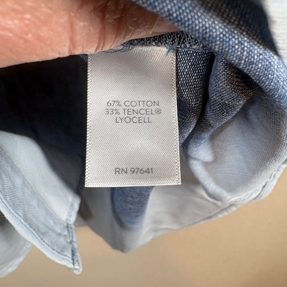 J. Jill Denim Ombre Dip‎ Dye Button Down Shirt Med Blue White Coastal Boho Chic - Picture 4 of 7